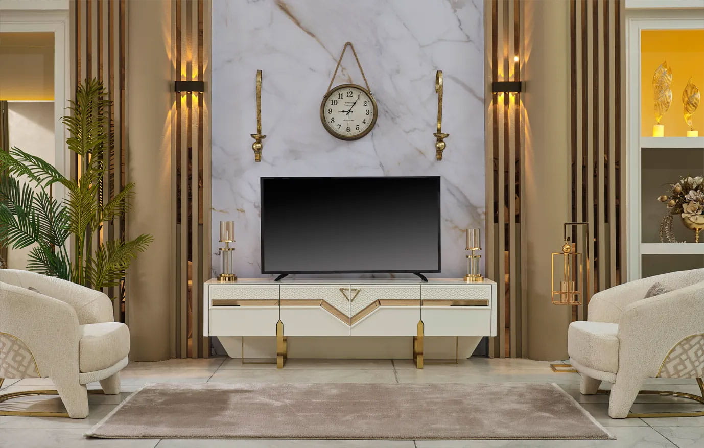 Amaan Home Modern TV-Tafel with elegant decor.